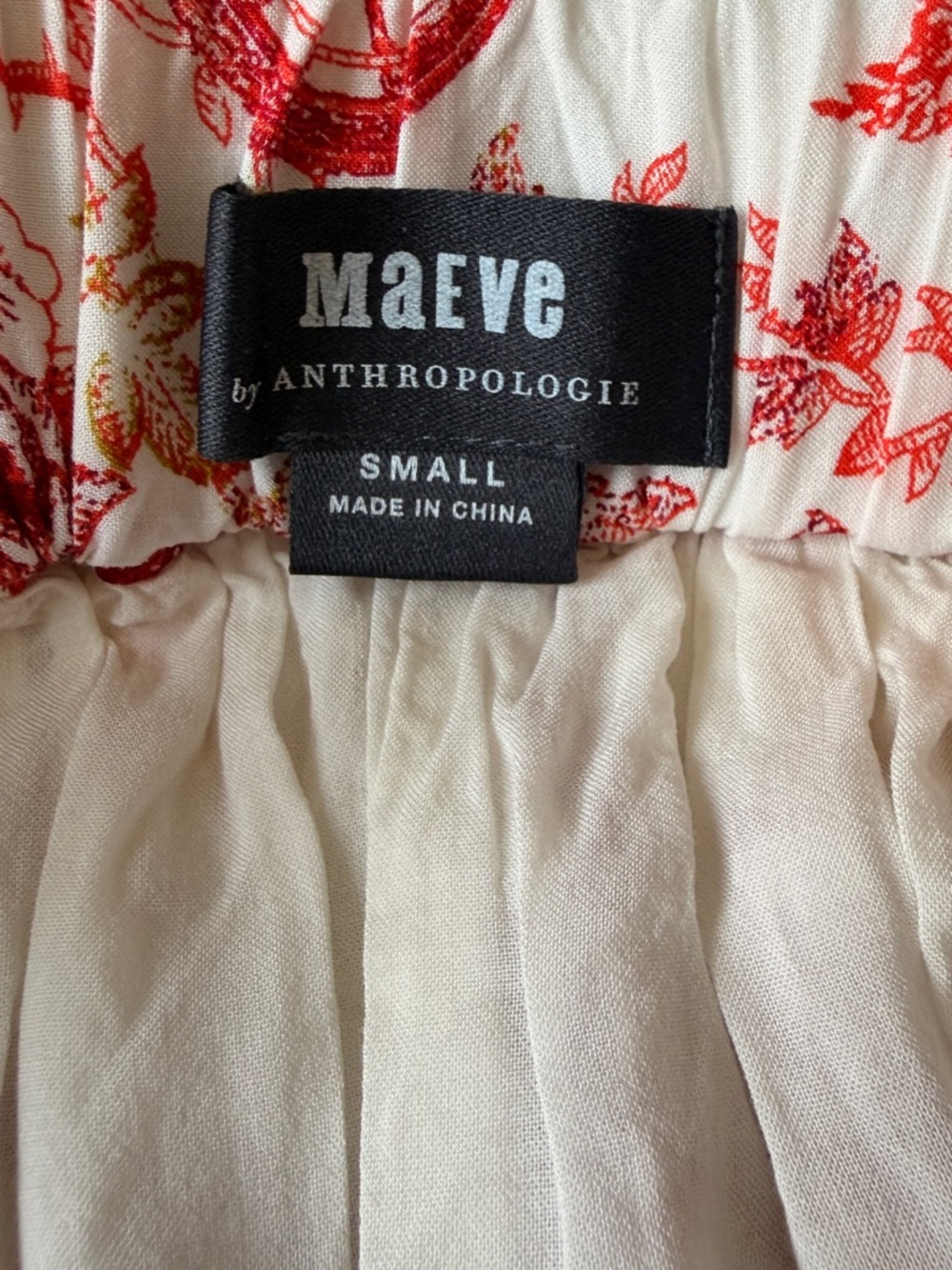 Maeve by Anthropologie Red and Rose Whimsical Print Midi Skirt Dipped Hem S - Picture 5 of 13